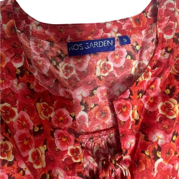 NEW Anthropologie Ro's Garden Seychelles tunic tassel dress Red Poppy S - Picture 9 of 12